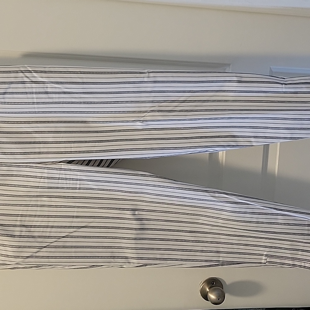 Ladies black and white stripped ankle length pants